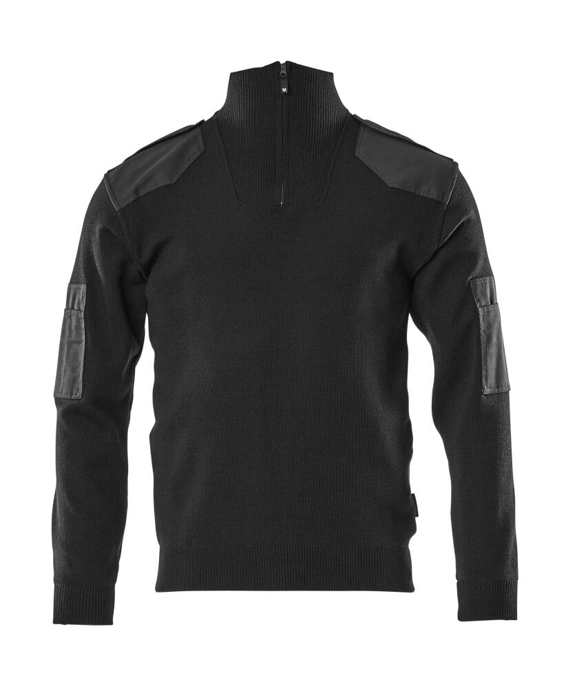 MASCOT FRONTLINE Strickpullover mit kurzem Reißverschluss - Schwarz