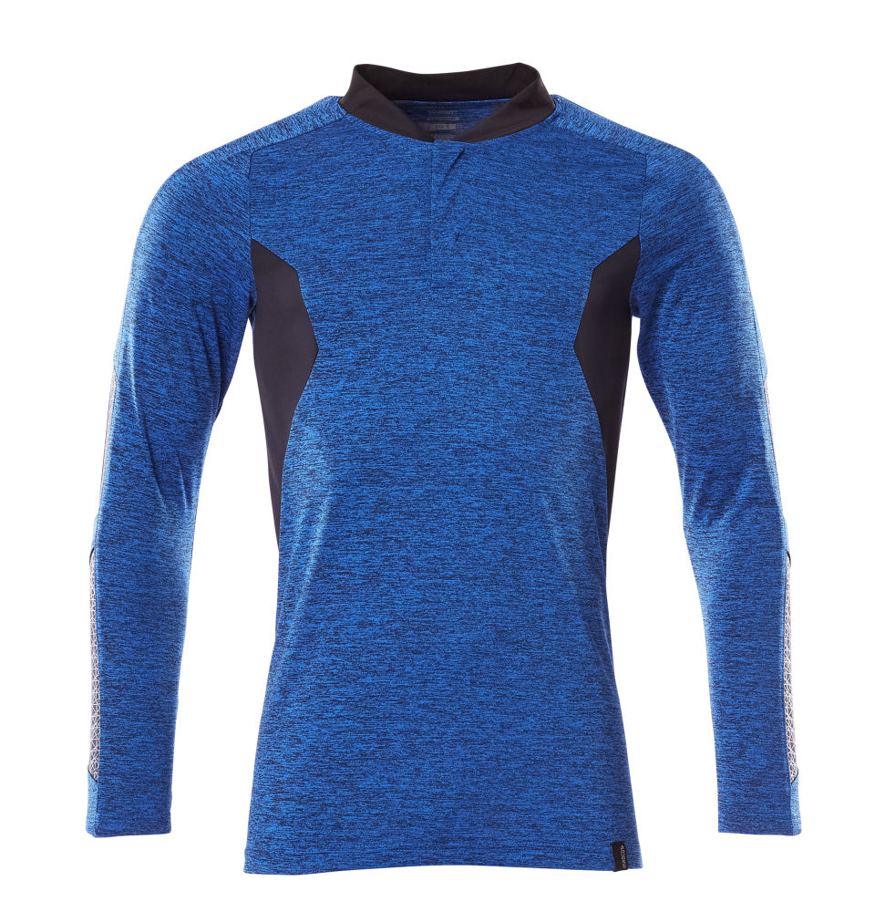 MASCOT ACCELERATE Polo-Shirt, Langarm - Azurblau meliert/Schwarzblau