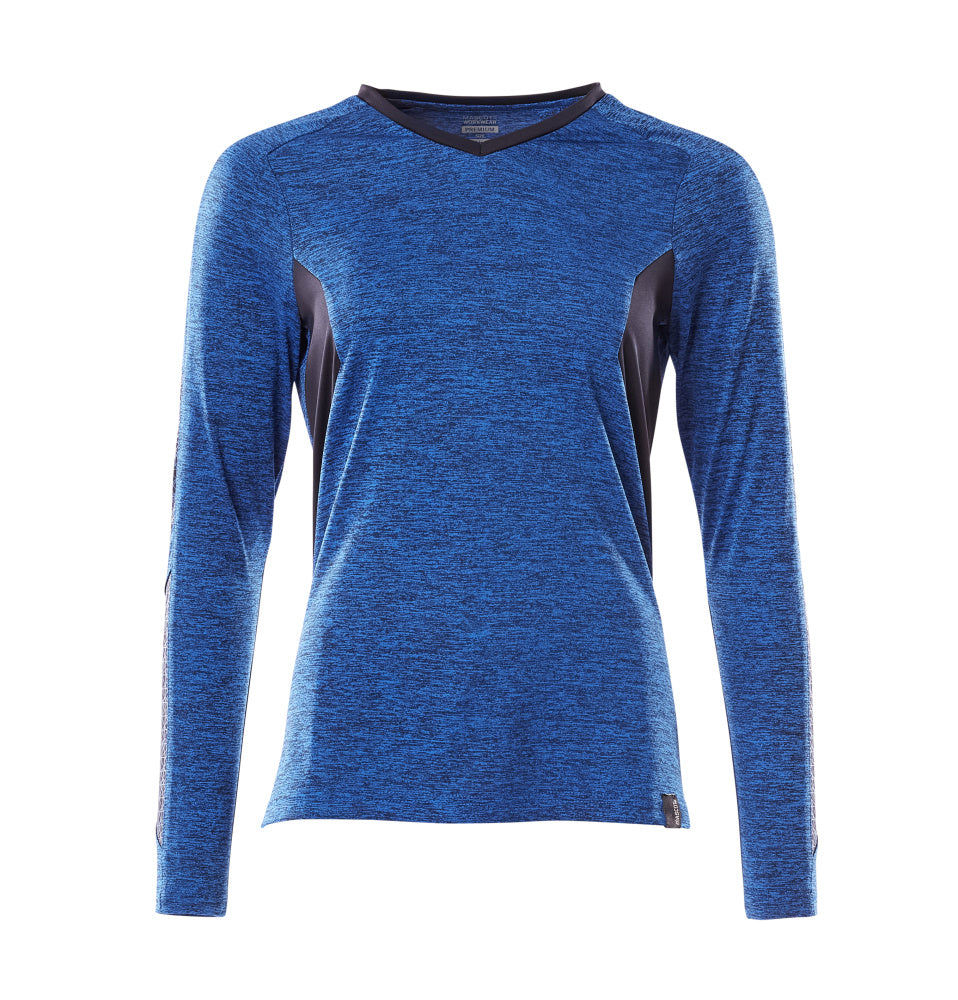 MASCOT ACCELERATE T-Shirt, Langarm - Azurblau meliert/Schwarzblau