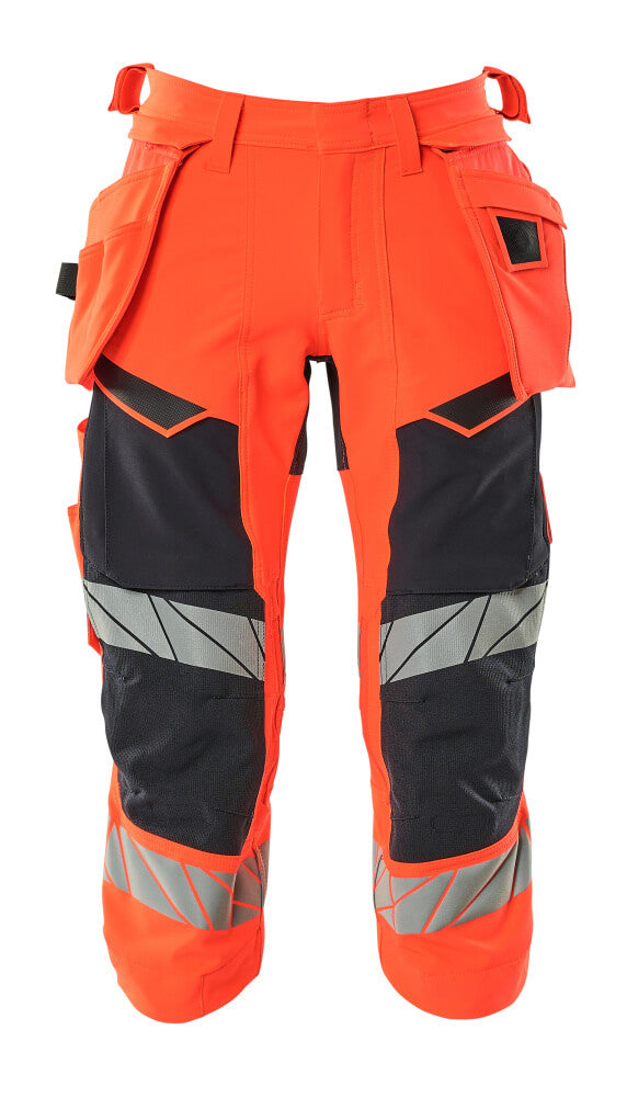 MASCOT ACCELERATE SAFE Dreiviertel-Hose mit Hängetaschen - Hi-vis Rot/Schwarzblau