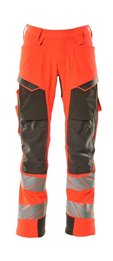 MASCOT ACCELERATE SAFE Hose mit Knietaschen - Hi-vis Rot/Dunkelanthrazit