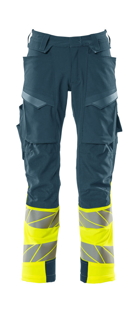 MASCOT ACCELERATE SAFE Hose mit Knietaschen - Dunkelpetroleum/Hi-vis Gelb