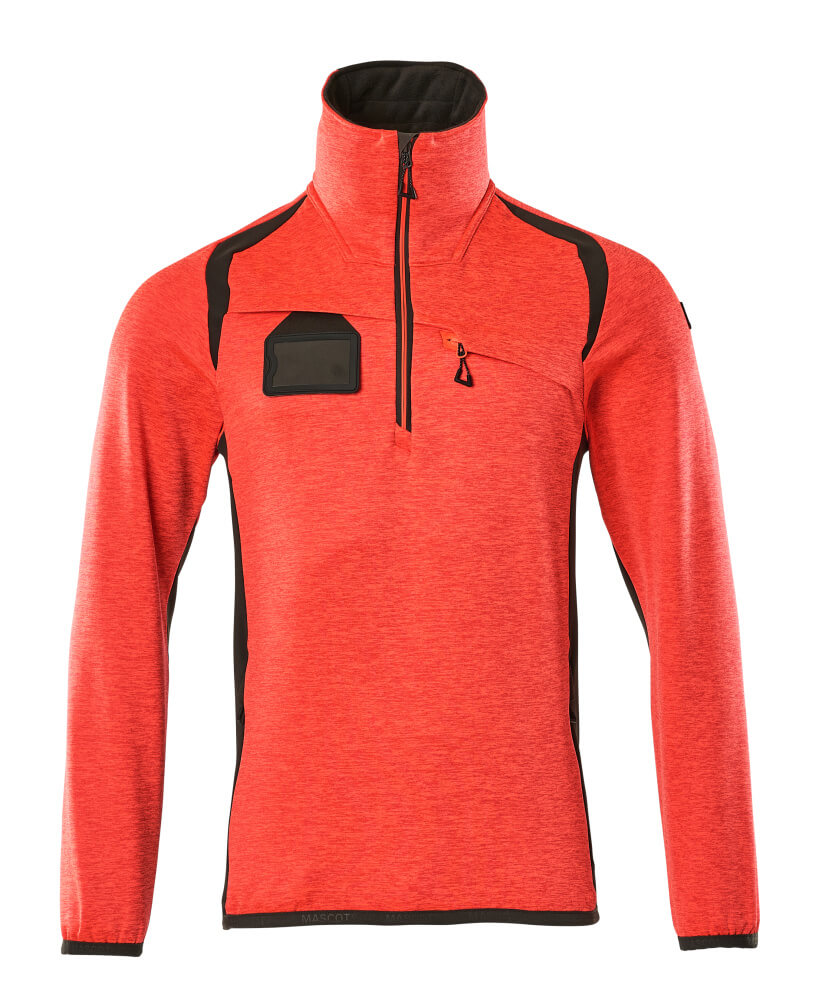 MASCOT ACCELERATE SAFE Fleecepullover mit kurzem Reißverschluss - Hi-vis Rot/Dunkelanthrazit