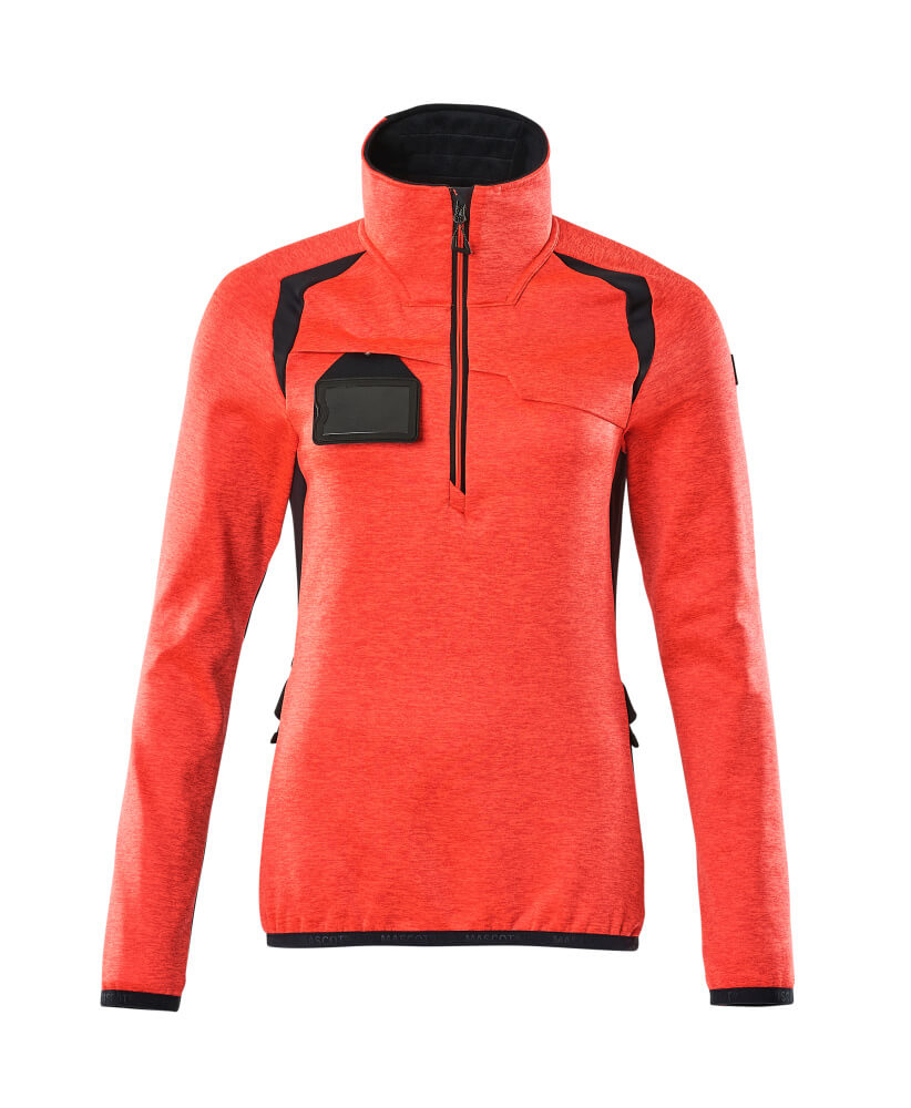 MASCOT ACCELERATE SAFE Fleecepullover mit kurzem Reißverschluss - Hi-vis Rot/Schwarzblau