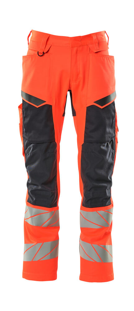 MASCOT ACCELERATE SAFE Hose mit Knietaschen - Hi-vis Rot/Schwarzblau