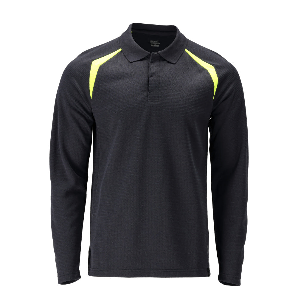 MASCOT ACCELERATE MULTISAFE Polo-Shirt, Langarm - Schwarzblau/Hi-vis Gelb