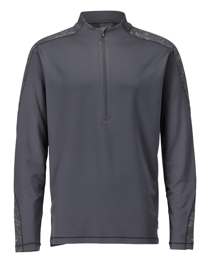 MASCOT CUSTOMIZED T-Shirt, Langarm, mit kurzem Reißverschluss - Anthrazitgrau