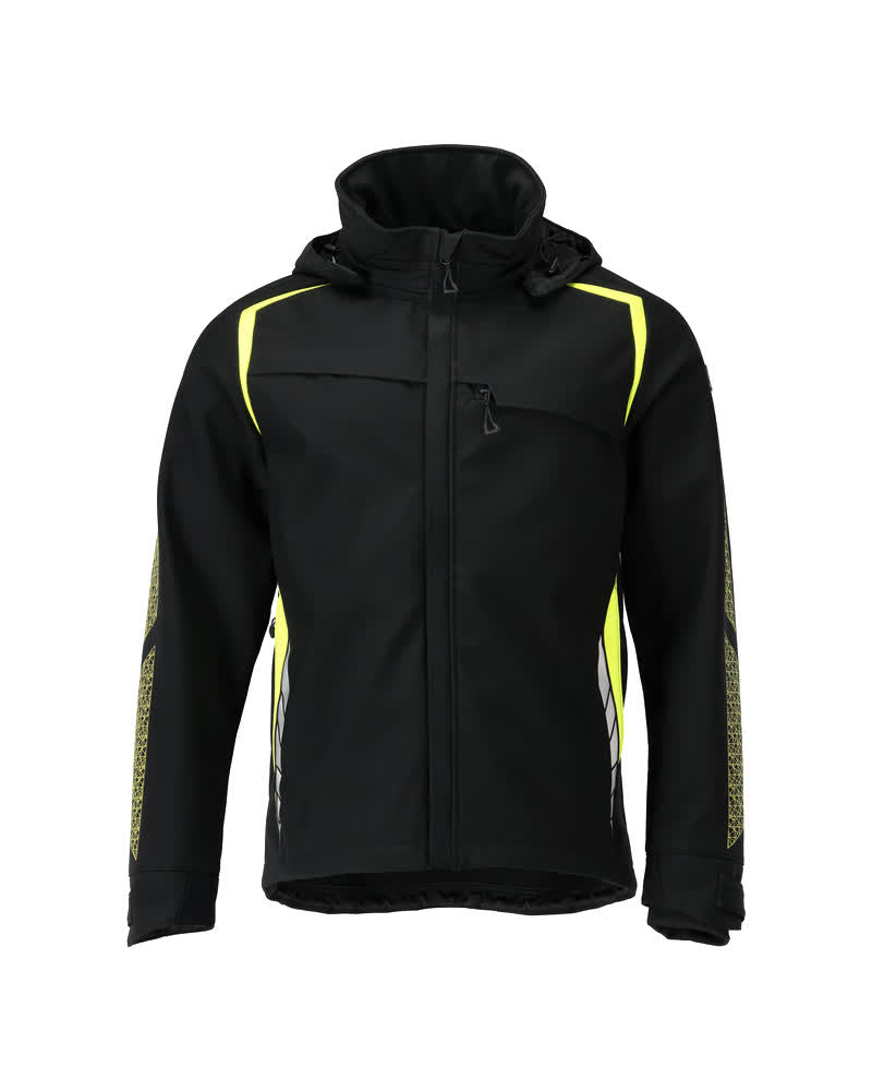MASCOT ACCELERATE SAFE Softshell Jacke mit Kapuze - Schwarz/Hi-vis Gelb