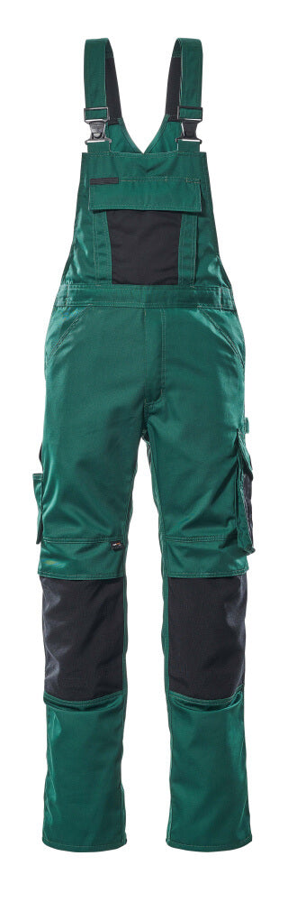 MASCOT UNIQUE Latzhose mit Knietaschen - Grün/Schwarz