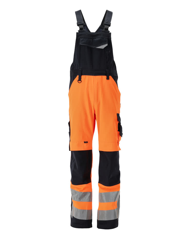 MASCOT SAFE SUPREME Latzhose mit Knietaschen - Hi-vis Orange/Schwarzblau