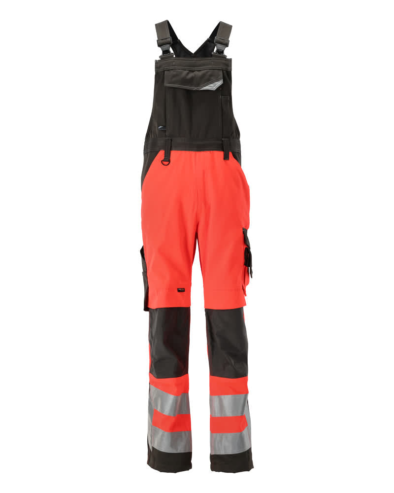 MASCOT SAFE SUPREME Latzhose mit Knietaschen - Hi-vis Rot/Dunkelanthrazit