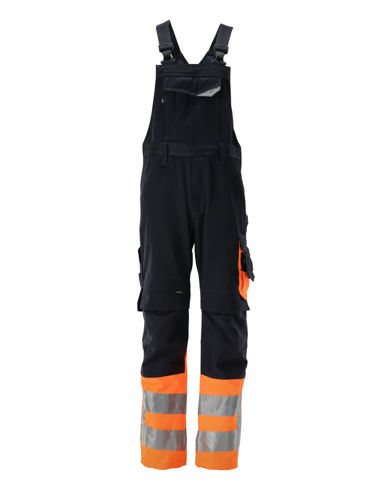 MASCOT SAFE SUPREME Latzhose mit Knietaschen - Schwarzblau/Hi-vis Orange