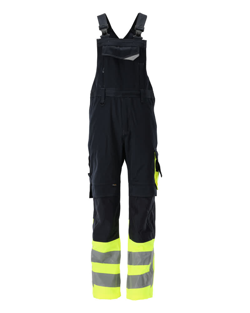 MASCOT SAFE SUPREME Latzhose mit Knietaschen - Schwarzblau/Hi-vis Gelb