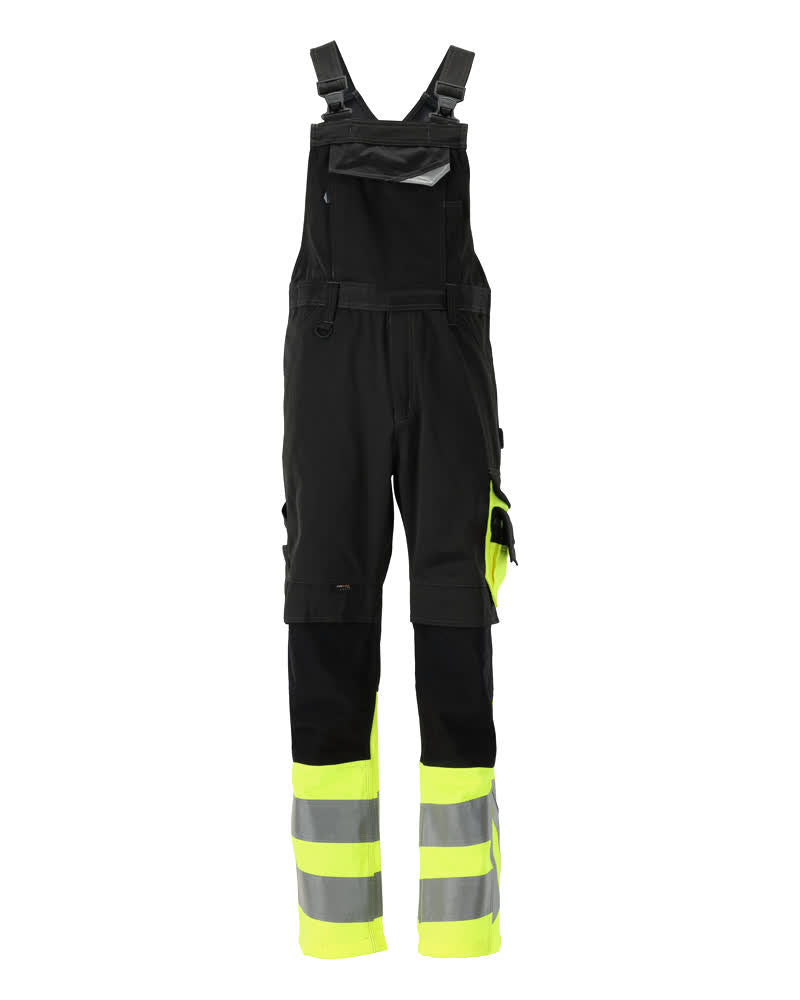 MASCOT SAFE SUPREME Latzhose mit Knietaschen - Schwarz/Hi-vis Gelb