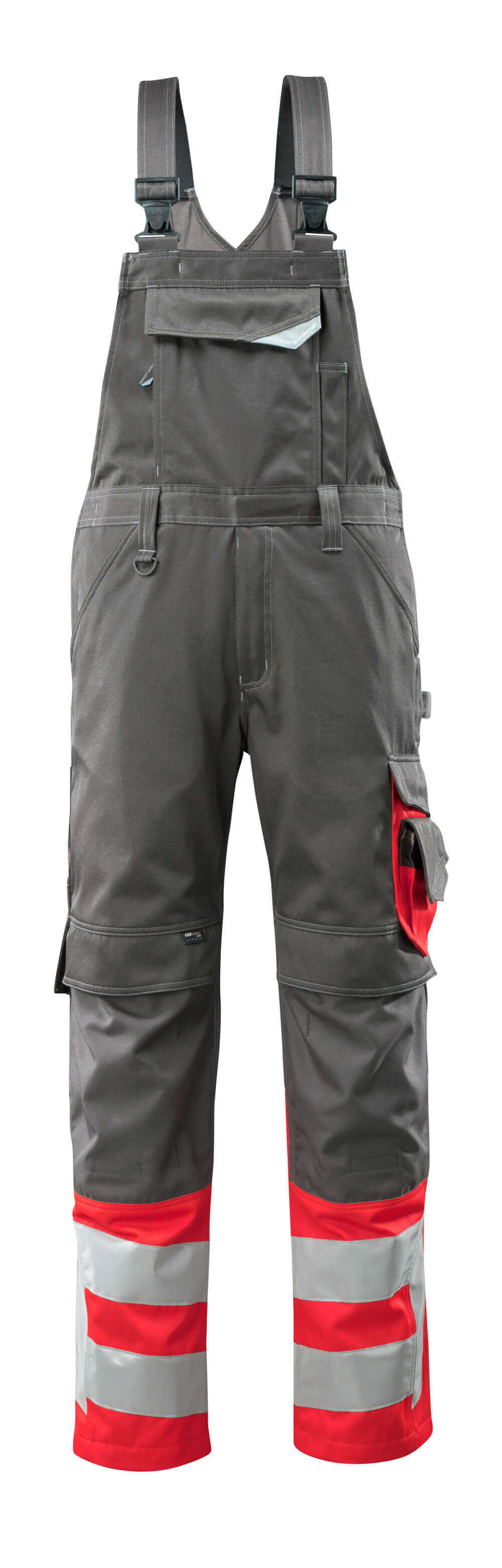 MASCOT SAFE SUPREME Latzhose mit Knietaschen - Dunkelanthrazit/Hi-vis Rot
