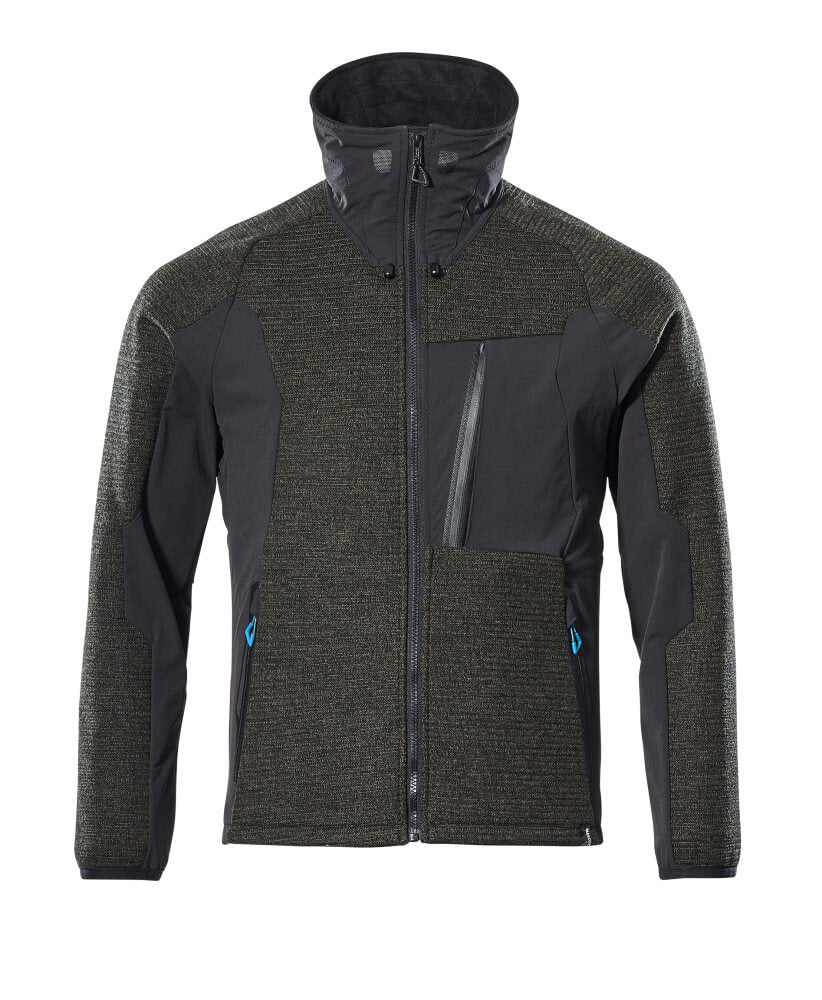 MASCOT ADVANCED Strickjacke mit Reißverschluss - Moosgrün/Schwarz