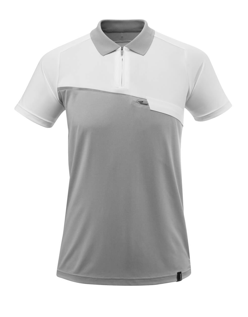 MASCOT ADVANCED Polo-Shirt mit Brusttasche - Grau-meliert/Weiss