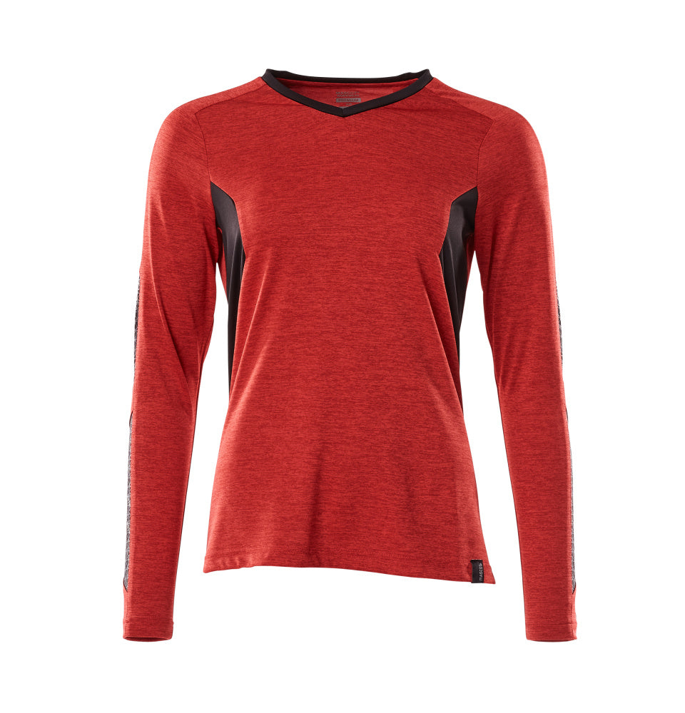 MASCOT ACCELERATE T-Shirt, Langarm - Verkehrsrot meliert/Schwarz