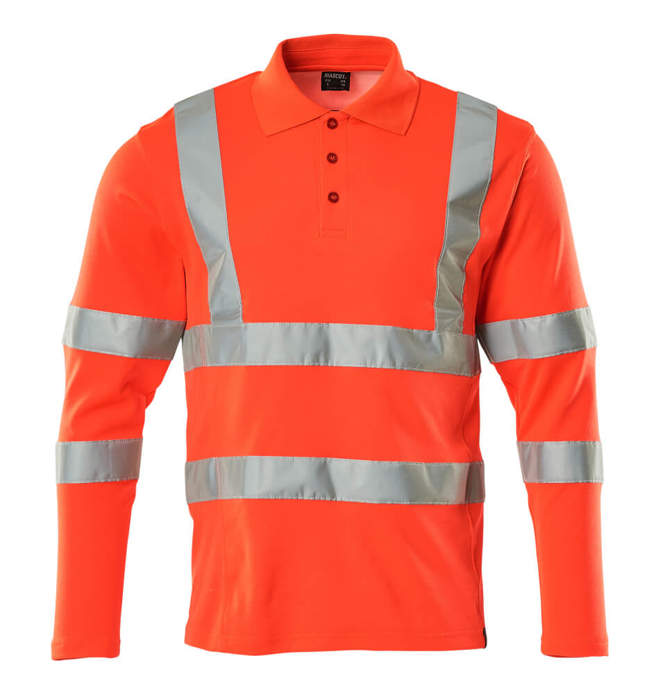 MASCOT SAFE CLASSIC Polo-Shirt, Langarm - Hi-vis Rot