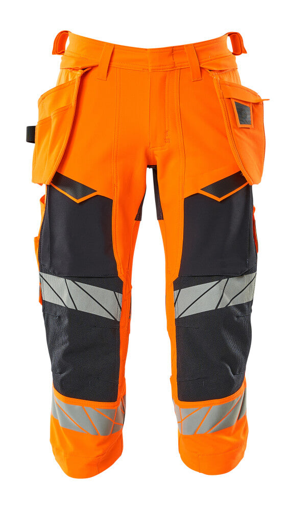 MASCOT ACCELERATE SAFE Dreiviertel-Hose mit Hängetaschen - Hi-vis Orange/Schwarzblau