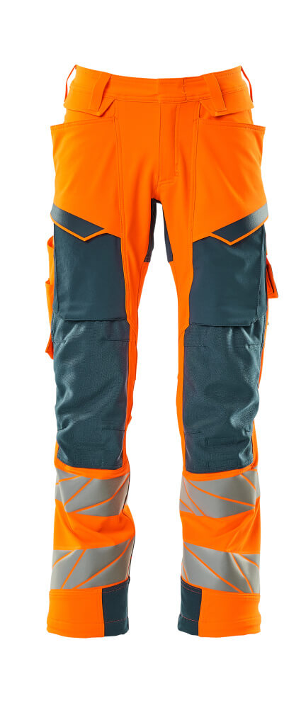 MASCOT ACCELERATE SAFE Hose mit Knietaschen - Hi-vis Orange/Dunkelpetroleum