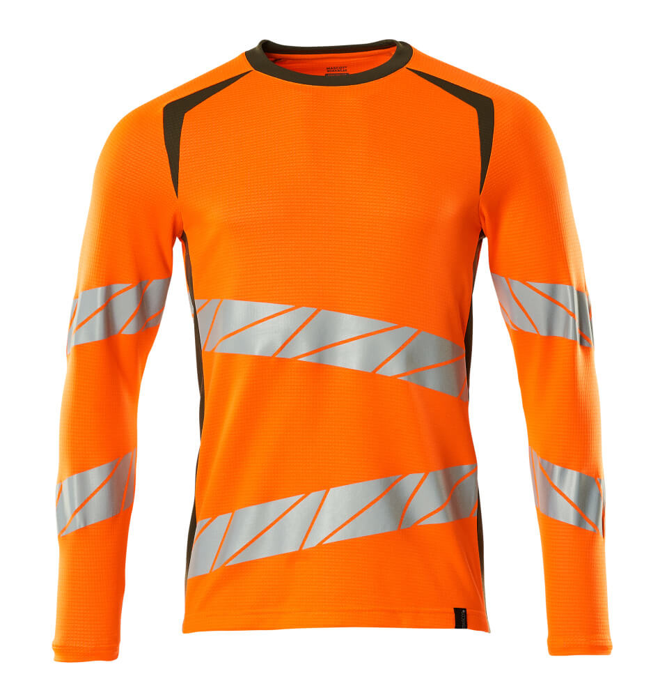 MASCOT ACCELERATE SAFE T-Shirt, Langarm - Hi-vis Orange/Moosgrün