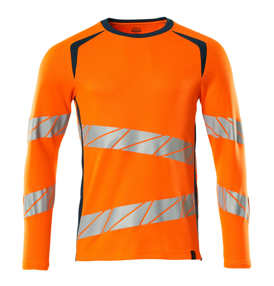 MASCOT ACCELERATE SAFE T-Shirt, Langarm - Hi-vis Orange/Dunkelpetroleum