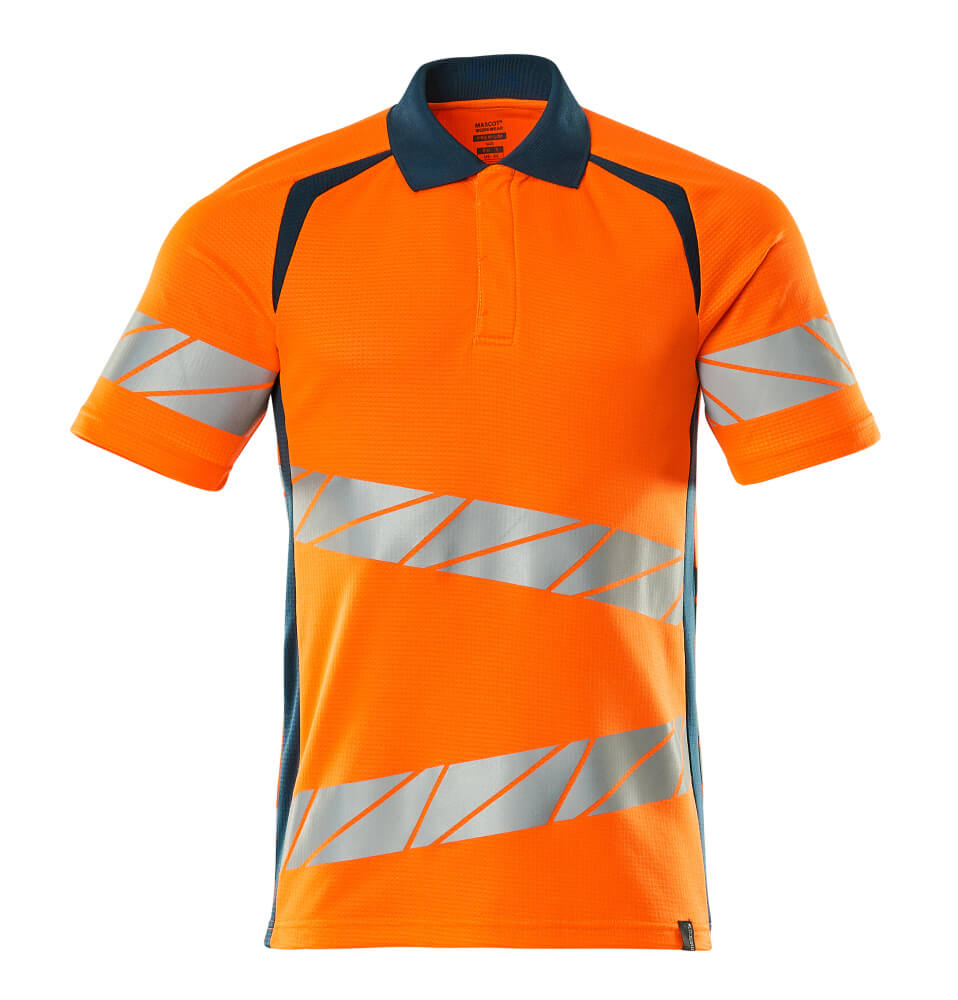 MASCOT ACCELERATE SAFE Polo-Shirt - Hi-vis Orange/Dunkelpetroleum