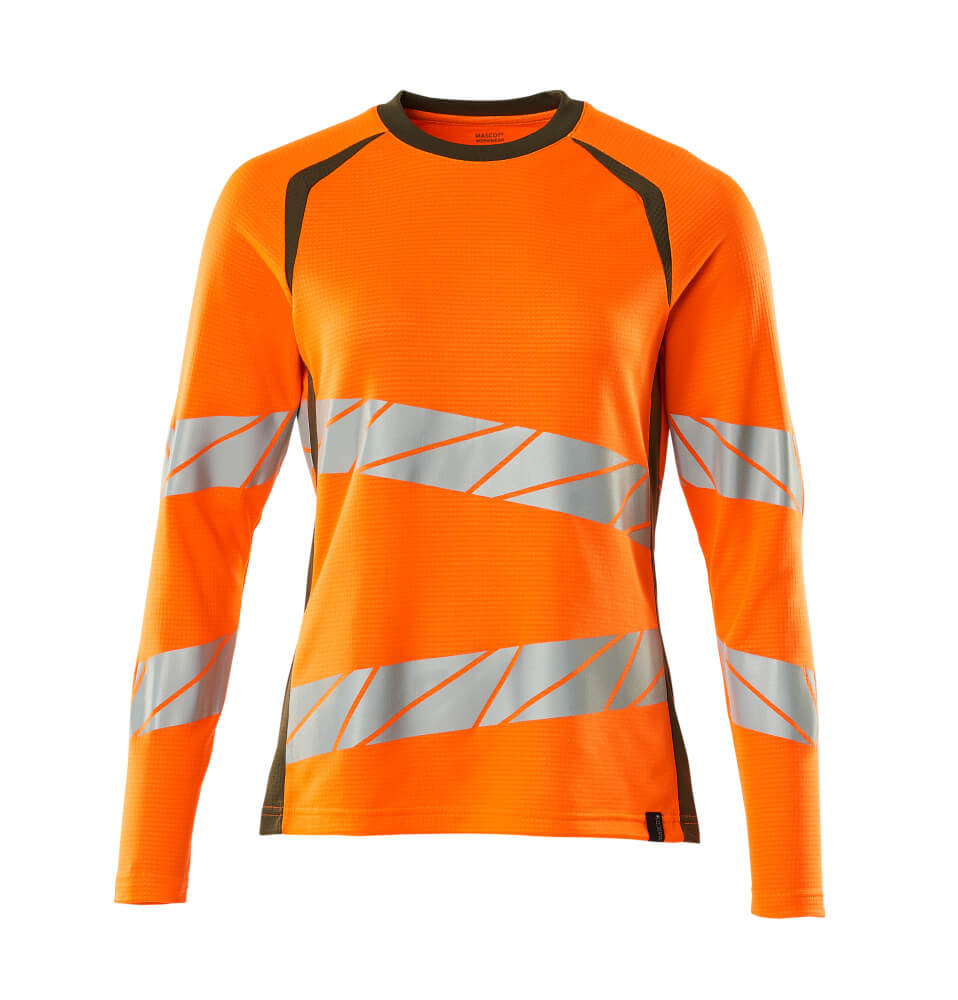 MASCOT ACCELERATE SAFE T-Shirt, Langarm - Hi-vis Orange/Moosgrün