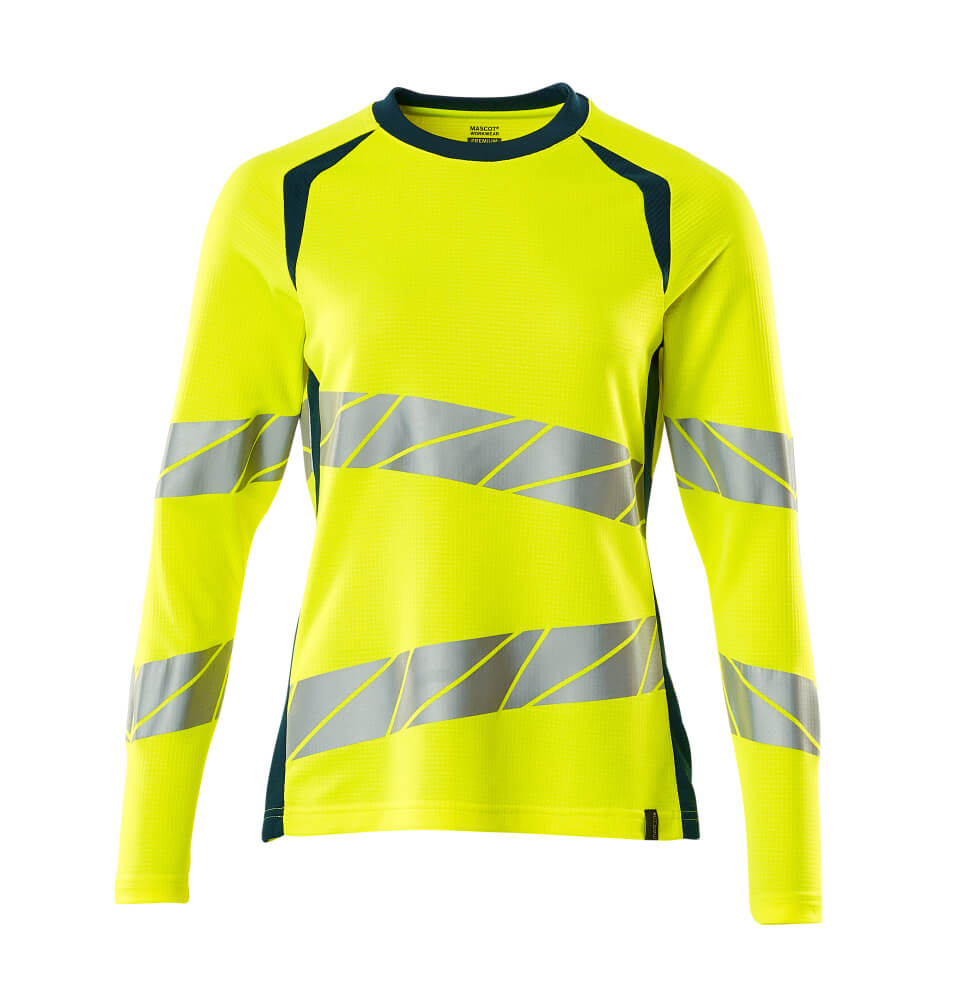 MASCOT ACCELERATE SAFE T-Shirt, Langarm - Hi-vis Gelb/Dunkelpetroleum