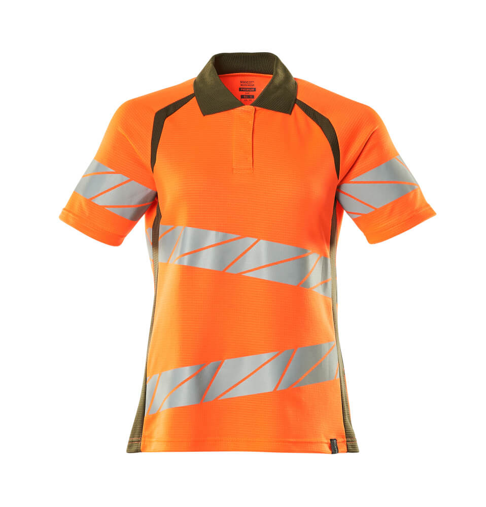 MASCOT ACCELERATE SAFE Polo-Shirt - Hi-vis Orange/Moosgrün