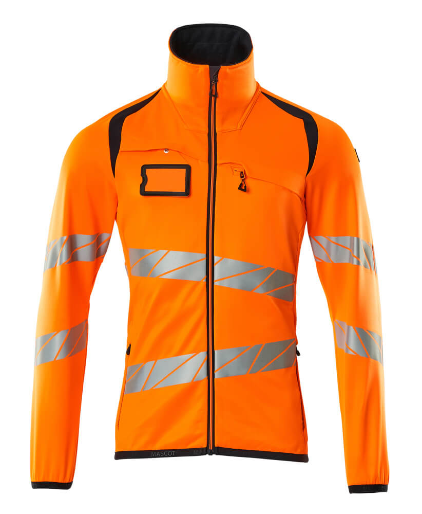 MASCOT ACCELERATE SAFE Fleecepullover mit Reißverschluss - Hi-vis Orange/Schwarzblau