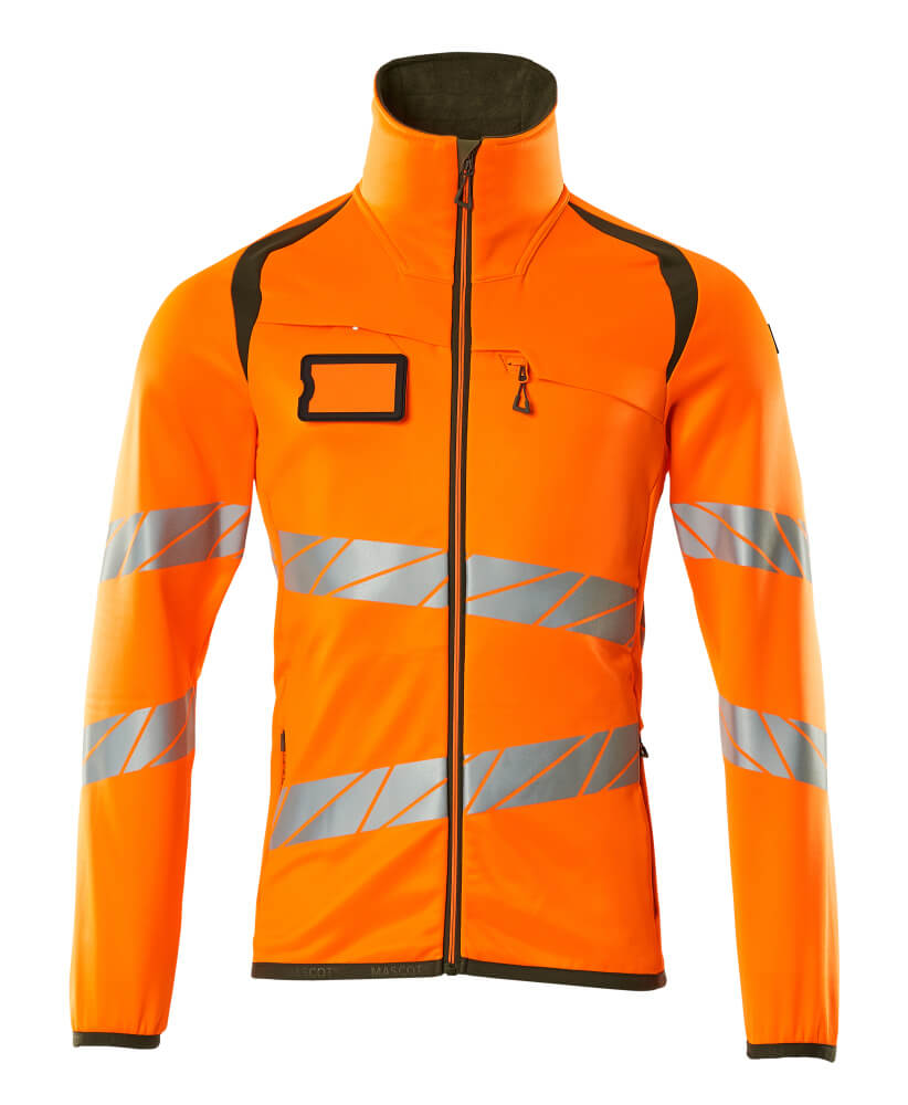 MASCOT ACCELERATE SAFE Fleecepullover mit Reißverschluss - Hi-vis Orange/Moosgrün