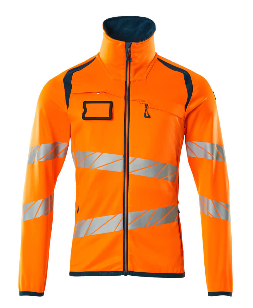 MASCOT ACCELERATE SAFE Fleecepullover mit Reißverschluss - Hi-vis Orange/Dunkelpetroleum