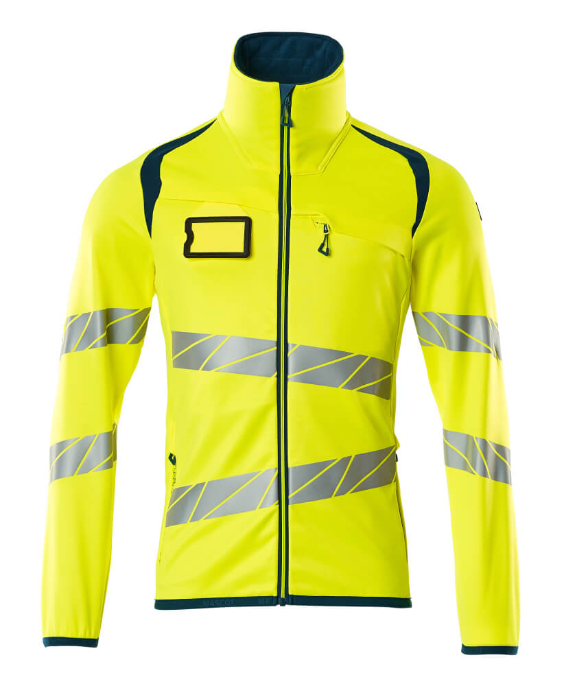 MASCOT ACCELERATE SAFE Fleecepullover mit Reißverschluss - Hi-vis Gelb/Dunkelpetroleum