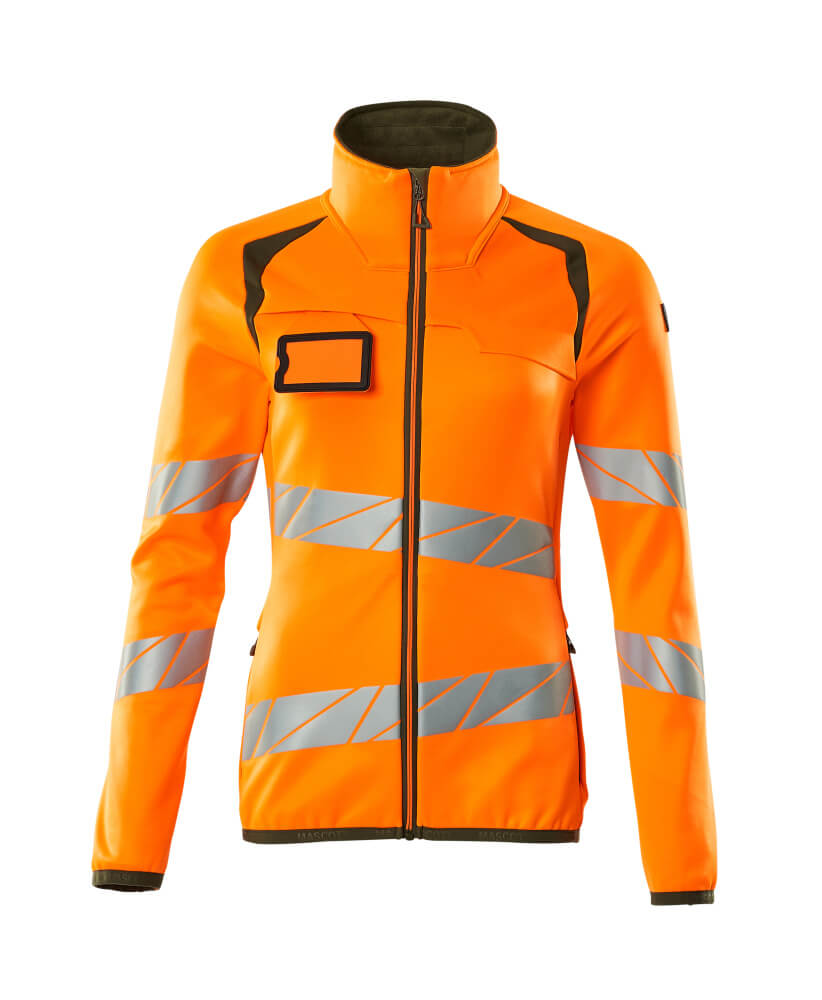 MASCOT ACCELERATE SAFE Fleecepullover mit Reißverschluss - Hi-vis Orange/Moosgrün