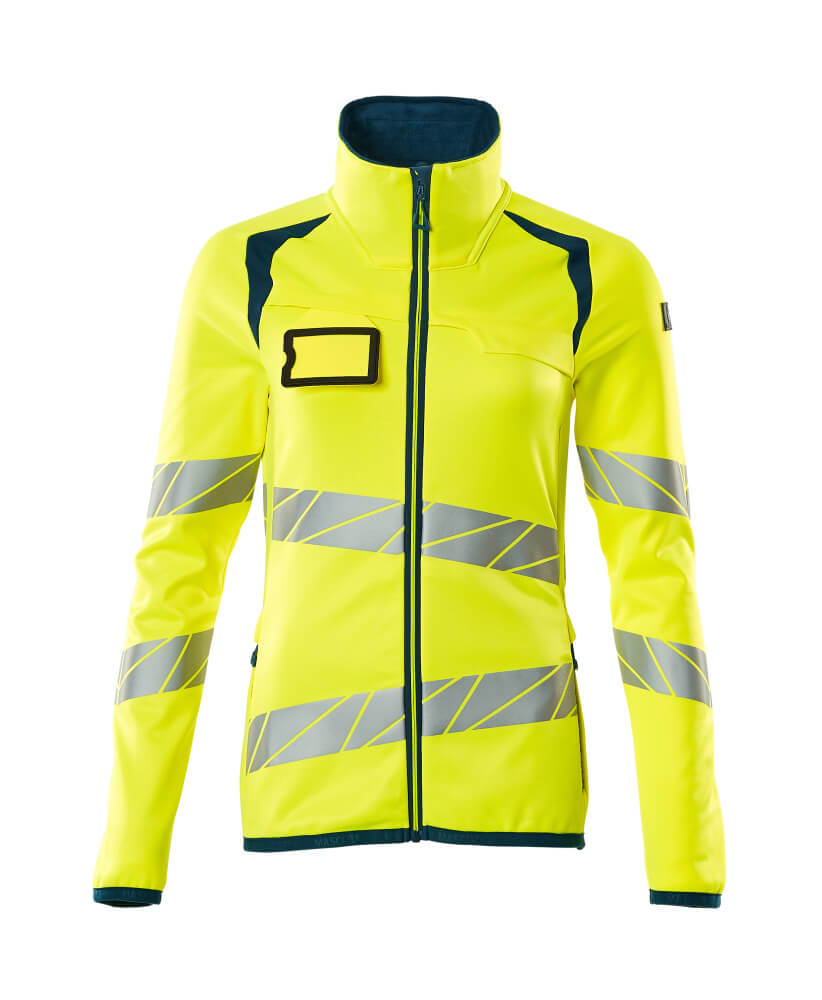 MASCOT ACCELERATE SAFE Fleecepullover mit Reißverschluss - Hi-vis Gelb/Dunkelpetroleum