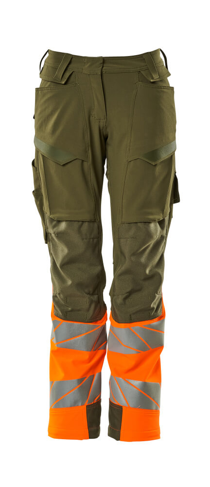 MASCOT ACCELERATE SAFE Hose mit Knietaschen - Moosgrün/Hi-vis Orange