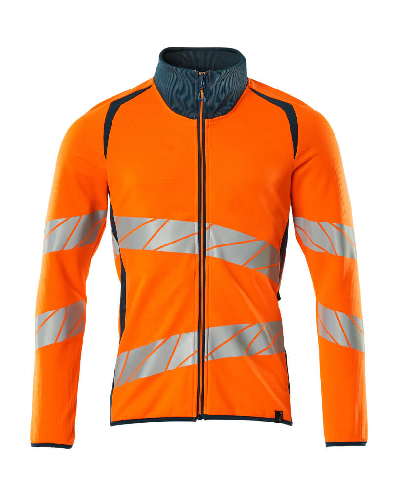 MASCOT ACCELERATE SAFE Sweatshirt mit Reißverschluss - Hi-vis Orange/Dunkelpetroleum
