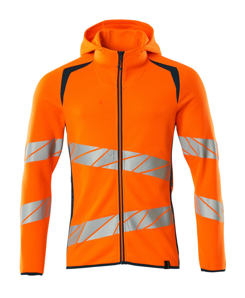 MASCOT ACCELERATE SAFE Kapuzensweatshirt mit Reißverschluss - Hi-vis Orange/Dunkelpetroleum