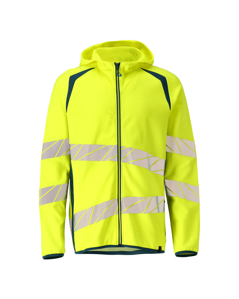 MASCOT ACCELERATE SAFE Kapuzensweatshirt mit Reißverschluss - Hi-vis Gelb/Dunkelpetroleum