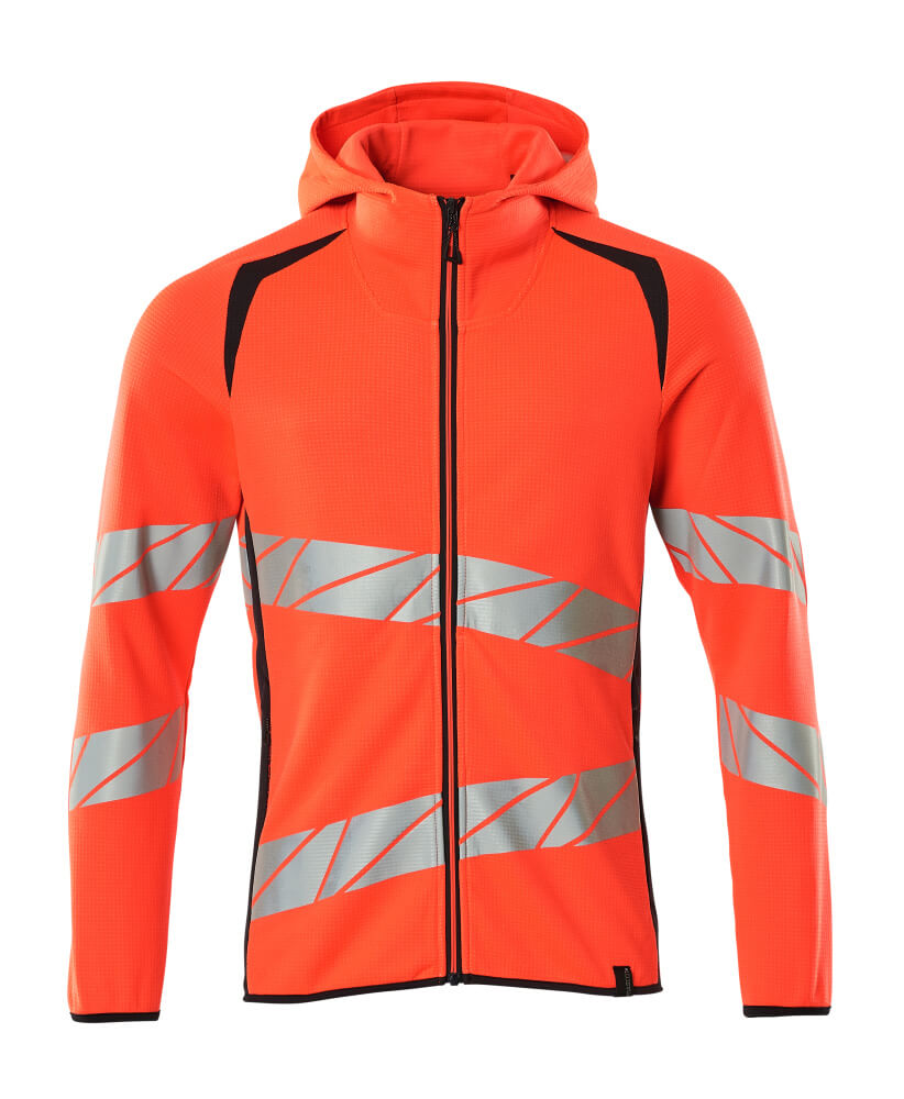MASCOT ACCELERATE SAFE Kapuzensweatshirt mit Reißverschluss - Hi-vis Rot/Schwarzblau