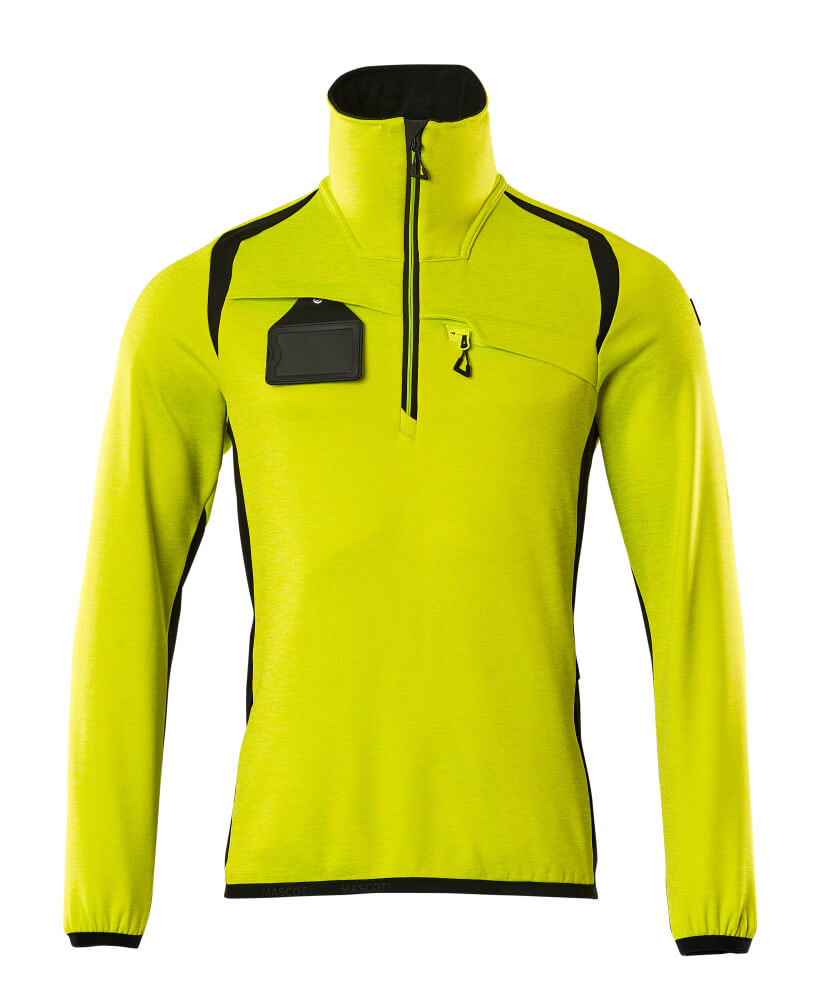 MASCOT ACCELERATE SAFE Fleecepullover mit kurzem Reißverschluss - Hi-vis Gelb/Schwarz