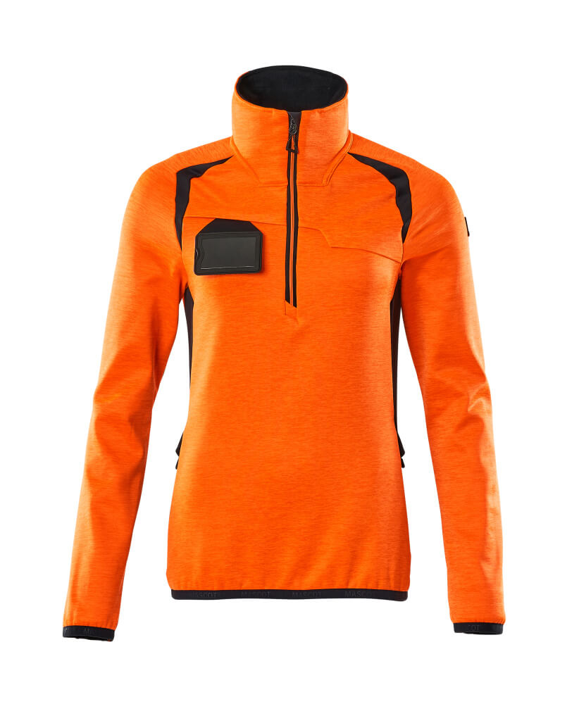 MASCOT ACCELERATE SAFE Fleecepullover mit kurzem Reißverschluss - Hi-vis Orange/Schwarzblau