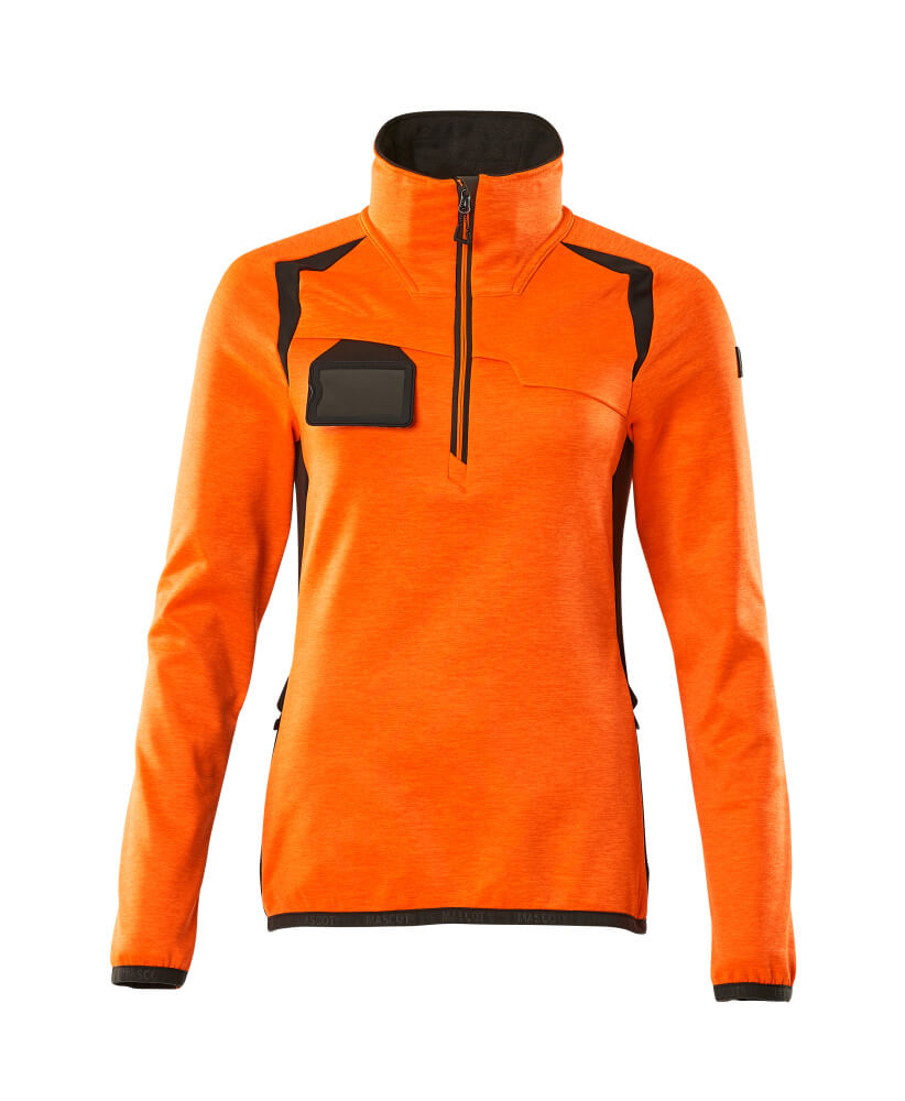 MASCOT ACCELERATE SAFE Fleecepullover mit kurzem Reißverschluss - Hi-vis Orange/Dunkelanthrazit