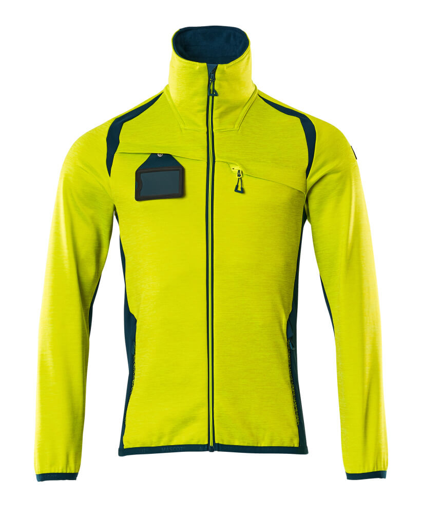 MASCOT ACCELERATE SAFE Fleecepullover mit Reißverschluss - Hi-vis Gelb/Dunkelpetroleum