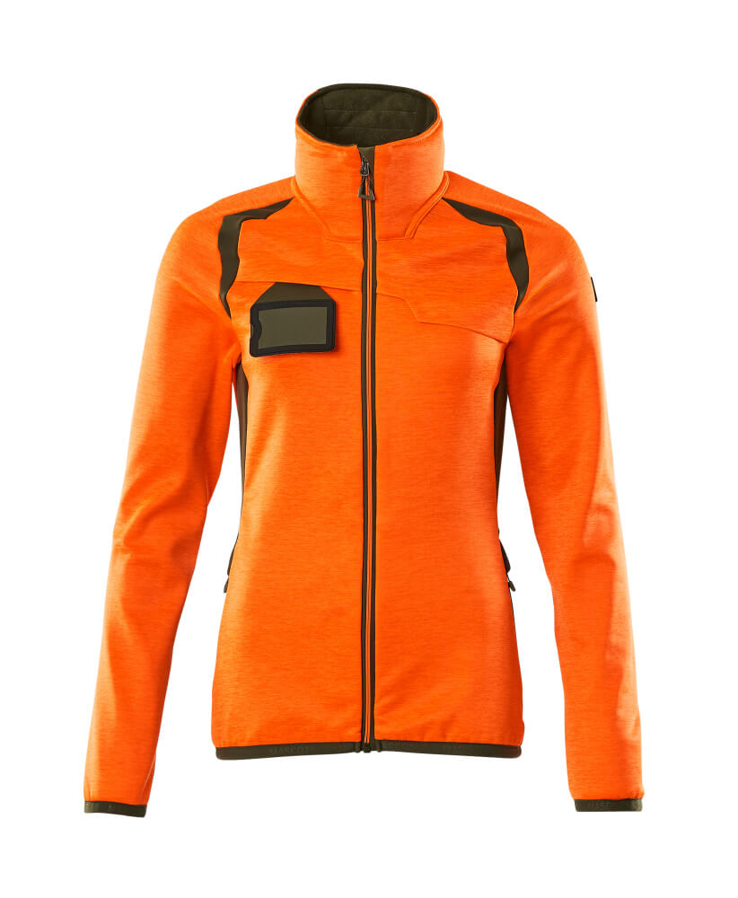 MASCOT ACCELERATE SAFE Fleecepullover mit Reißverschluss - Hi-vis Orange/Moosgrün
