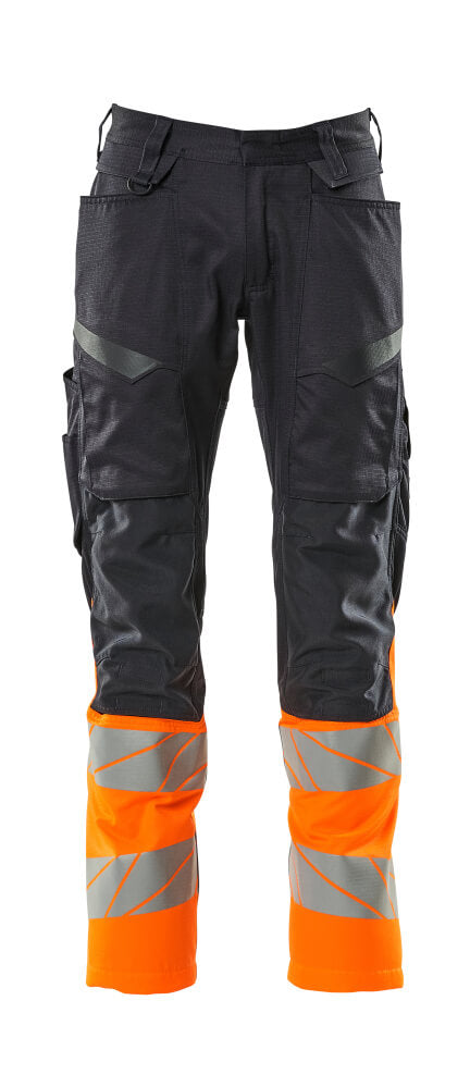 MASCOT ACCELERATE SAFE Hose mit Knietaschen - Schwarzblau/Hi-vis Orange