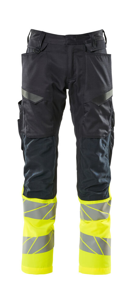 MASCOT ACCELERATE SAFE Hose mit Knietaschen - Schwarzblau/Hi-vis Gelb