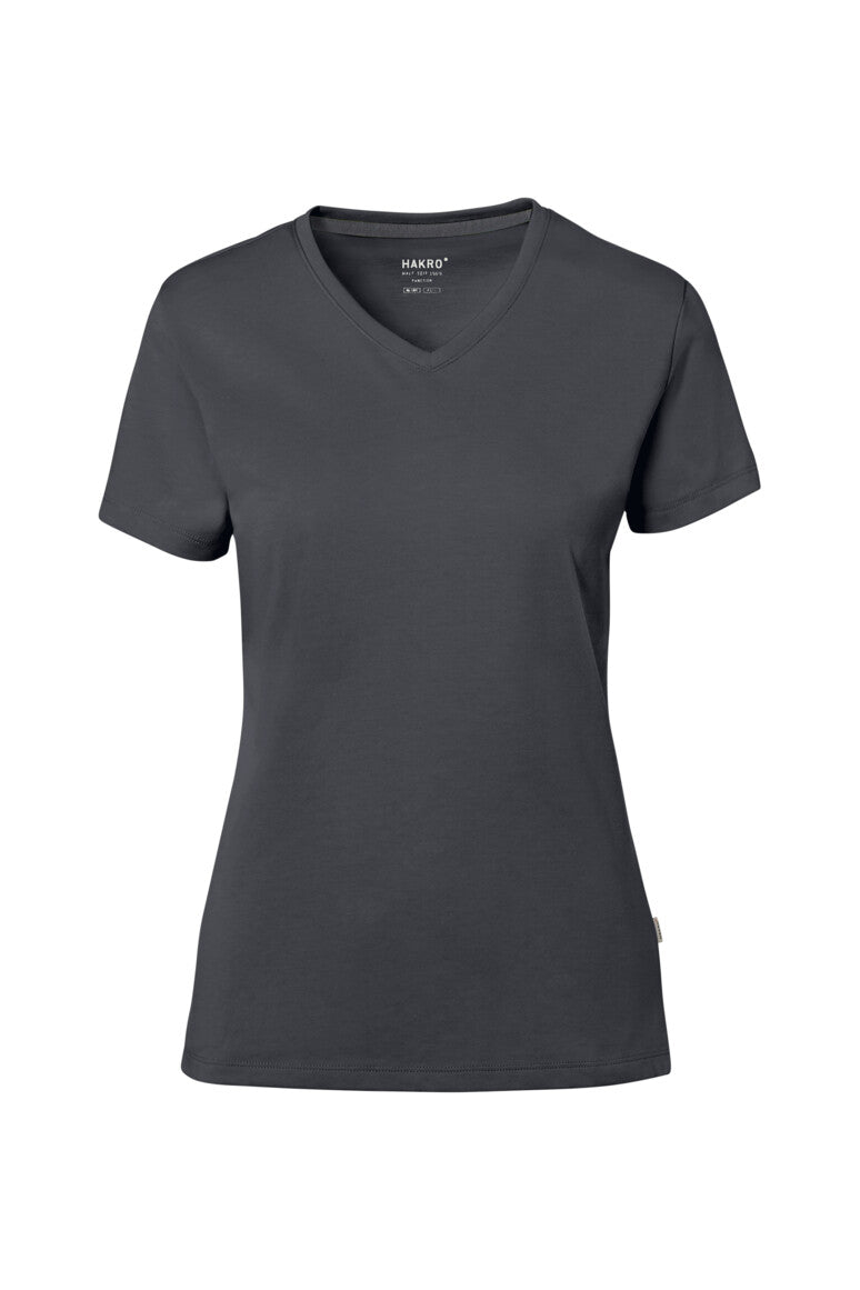 HAKRO COTTON TEC® V-Shirt Damen (0169) – Karbongrau